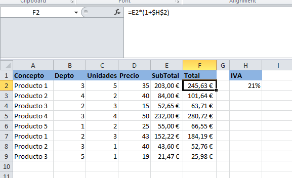 En cualquier hoja de Excel con la que trabajemos haremos referencia constantemente a tres tipos de datos, constante, variable y campo calculado