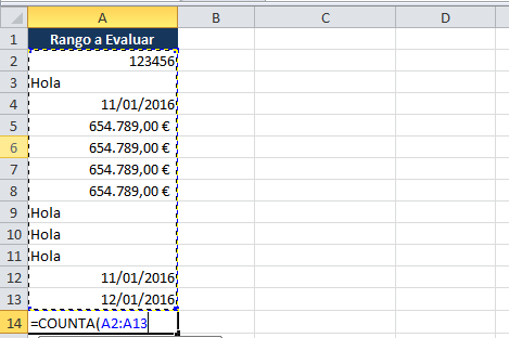 La función contara en Excel permite contabilizar aquellas celdas de un determinado rango que contienen datos que no sean necesariamente números.