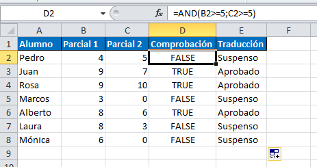 La función Y en Excel Comprueba el resultado lógico de cada uno de los argumentos. Si todos son verdaderos entonces el resultado final será verdadero.