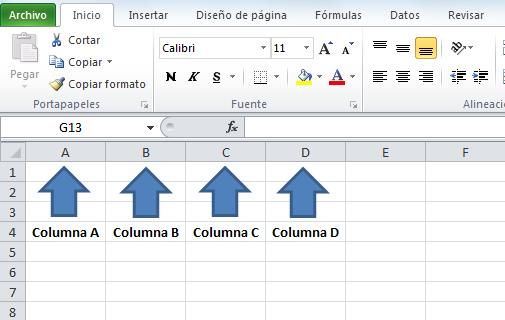 La Estructura de Excel es de matriz.