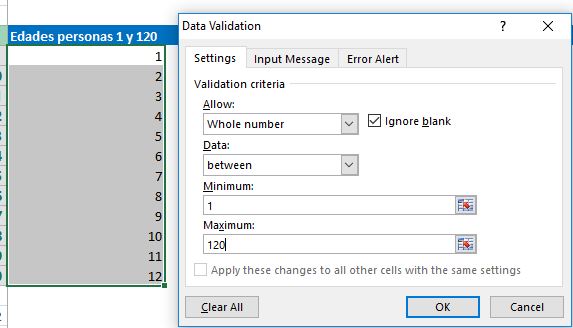 Validación de datos en Excel