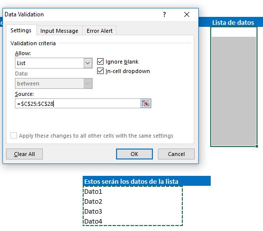 Validación de datos en Excel